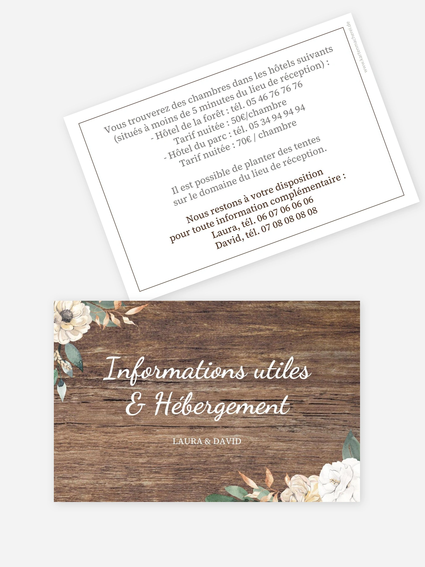 Carton information hébergement Fleurs champêtres