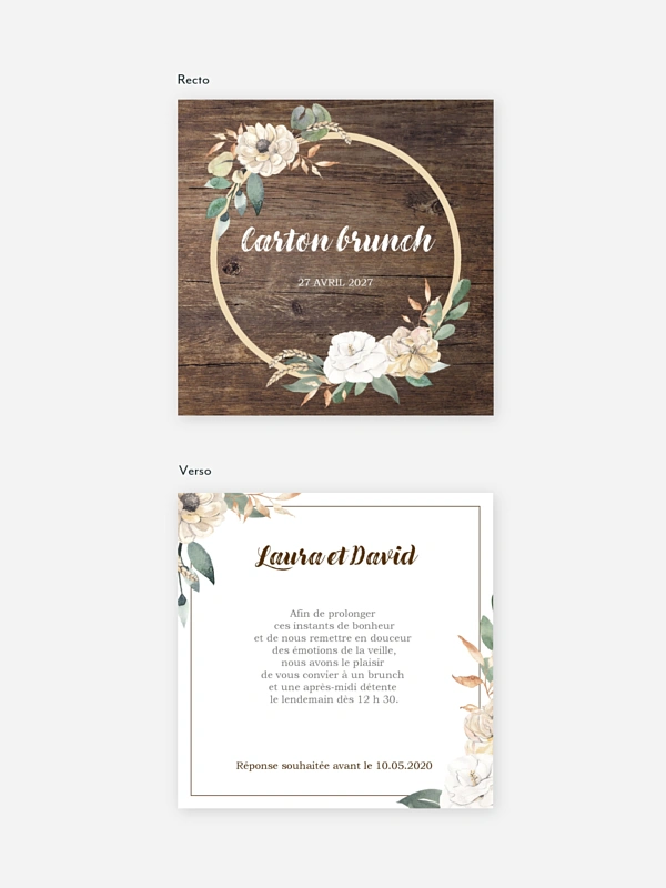 Carte brunch Fleurs champêtres