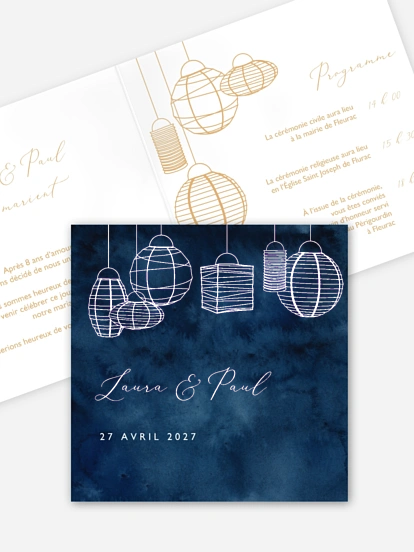 Faire-part de mariage Lampions de nuit