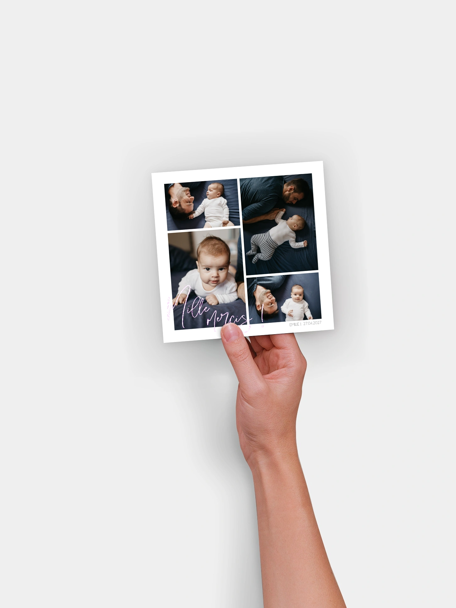Carte remerciement naissance Multi-photo VI