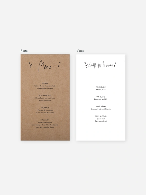 Menu mariage Nous