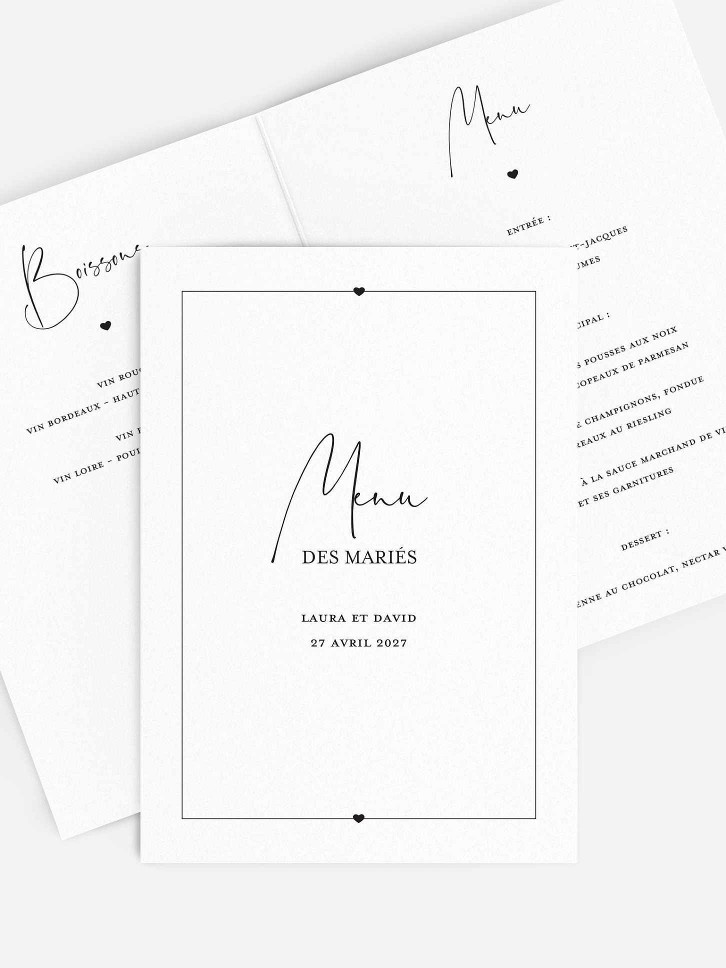 Menu mariage Heureux duo