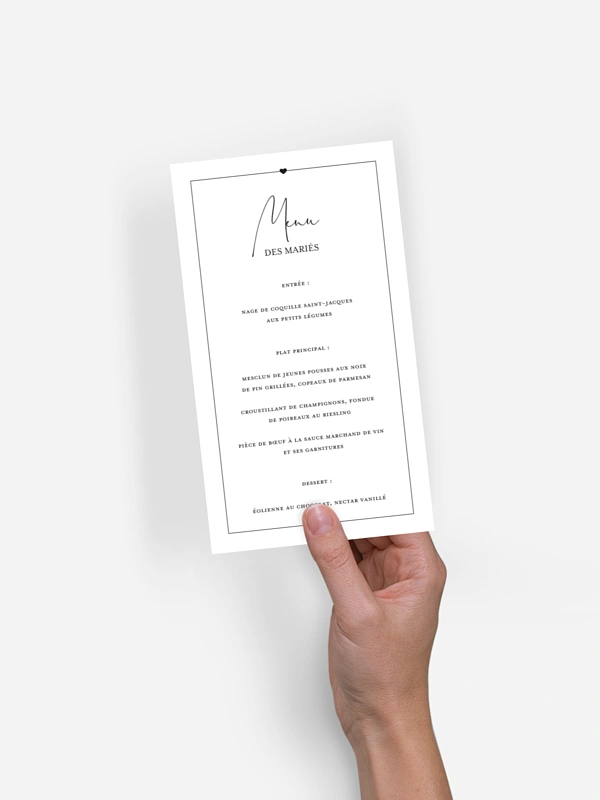 Menu mariage Heureux duo