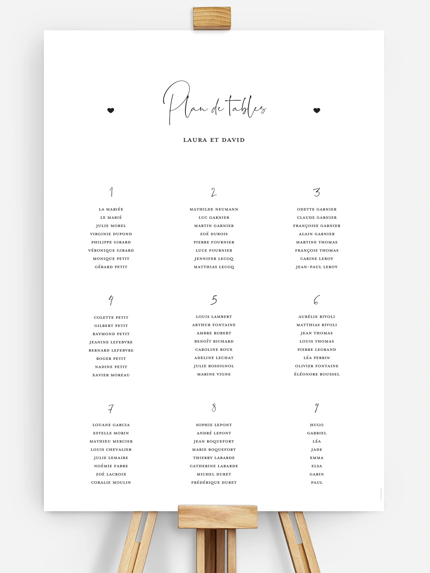 Poster plan de table mariage Heureux duo