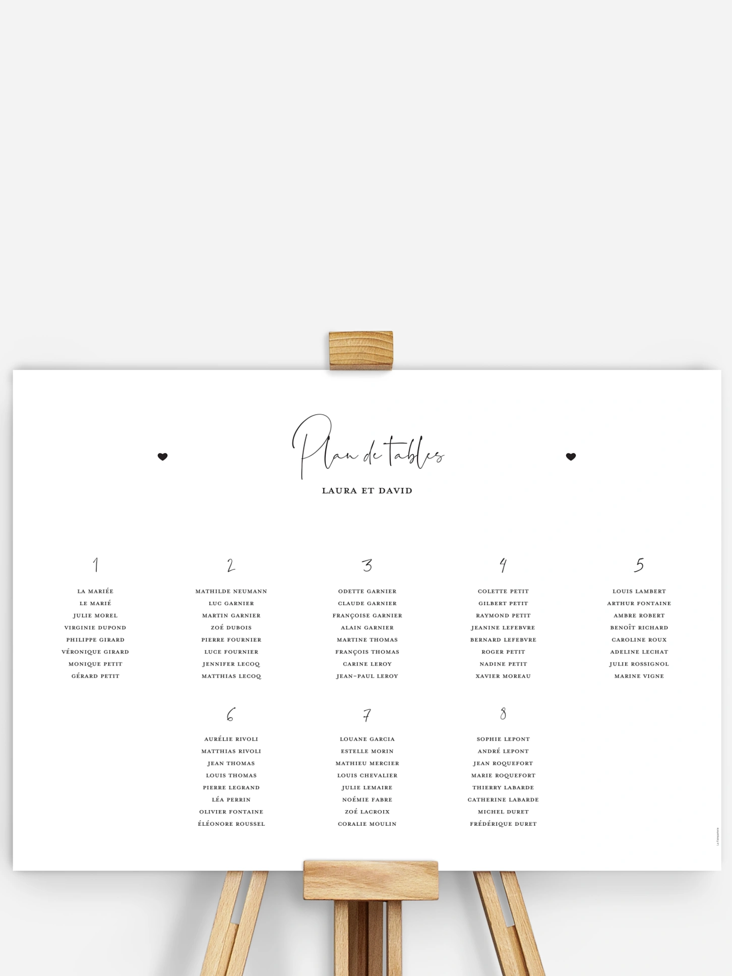 Poster plan de table mariage Heureux duo