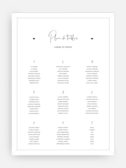 Poster plan de table mariage Heureux duo
