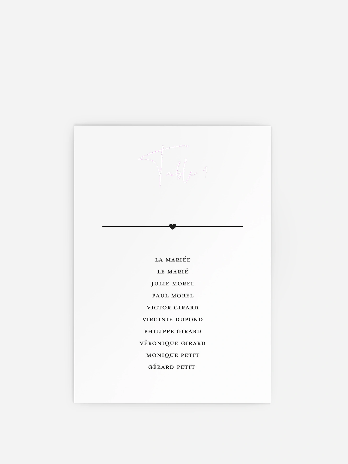 Cartons plan de table mariage Heureux duo
