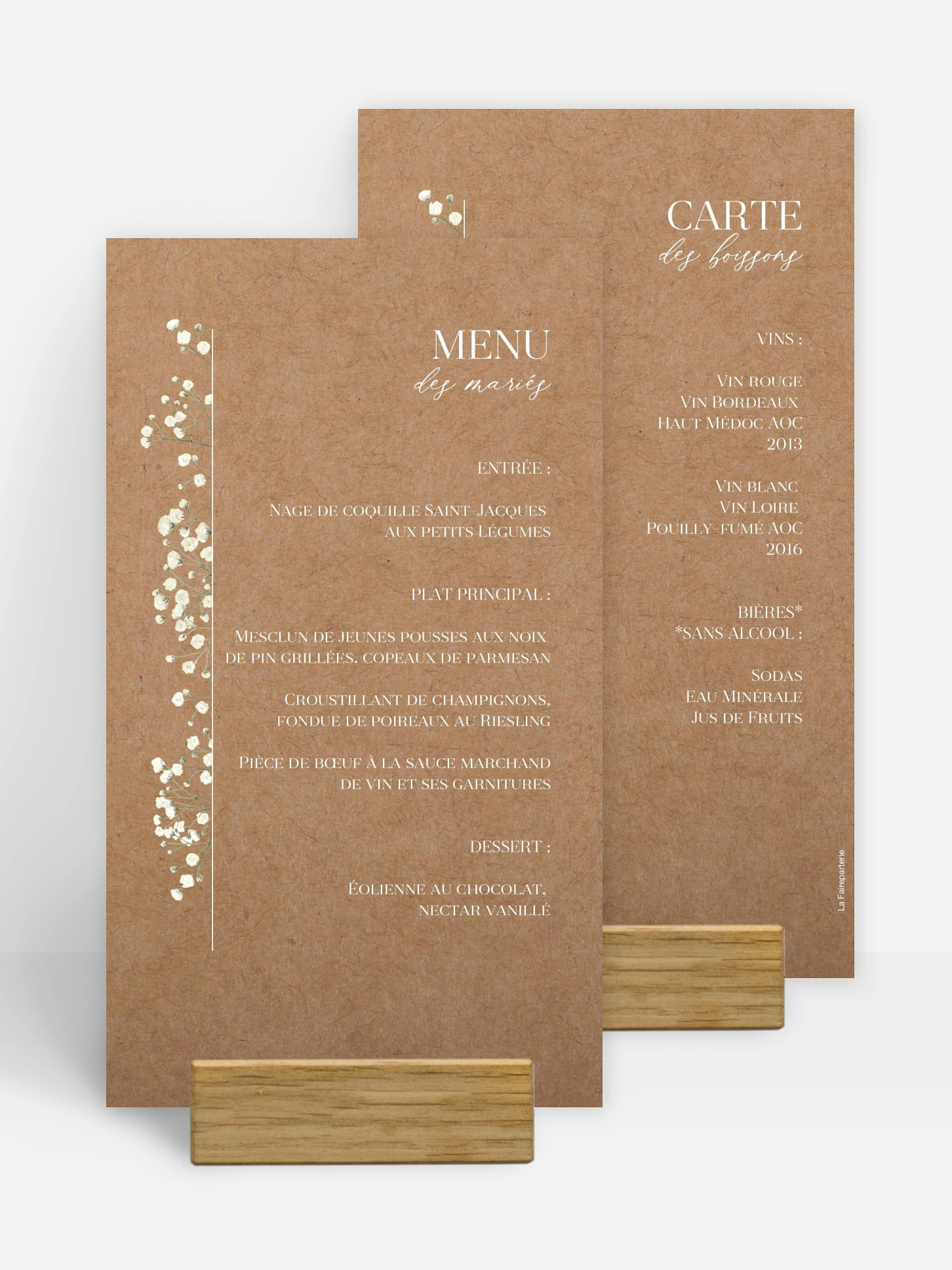 Menu mariage Couronne de gypsophile