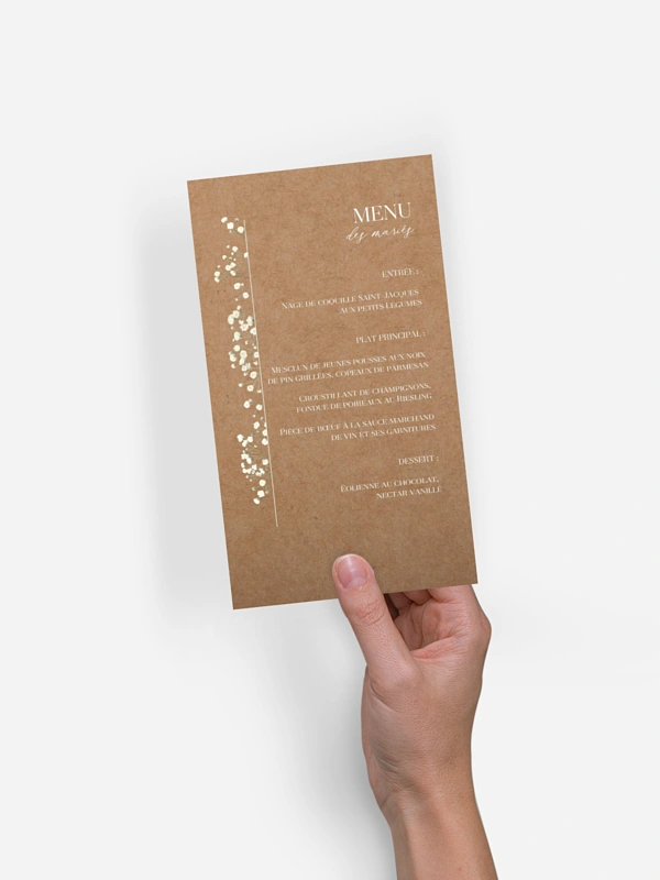 Menu mariage Couronne de gypsophile