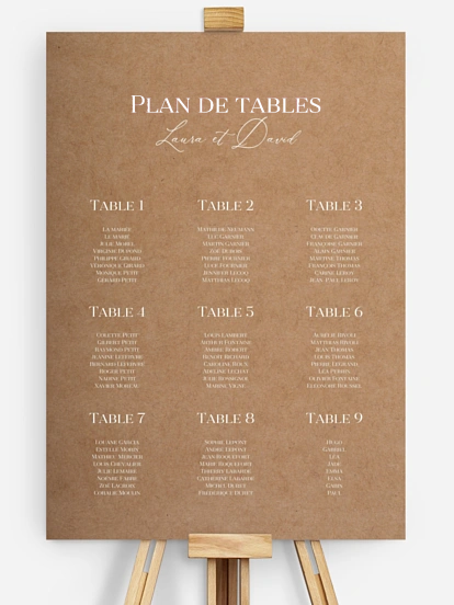 Poster plan de table mariage Couronne de gypsophile
