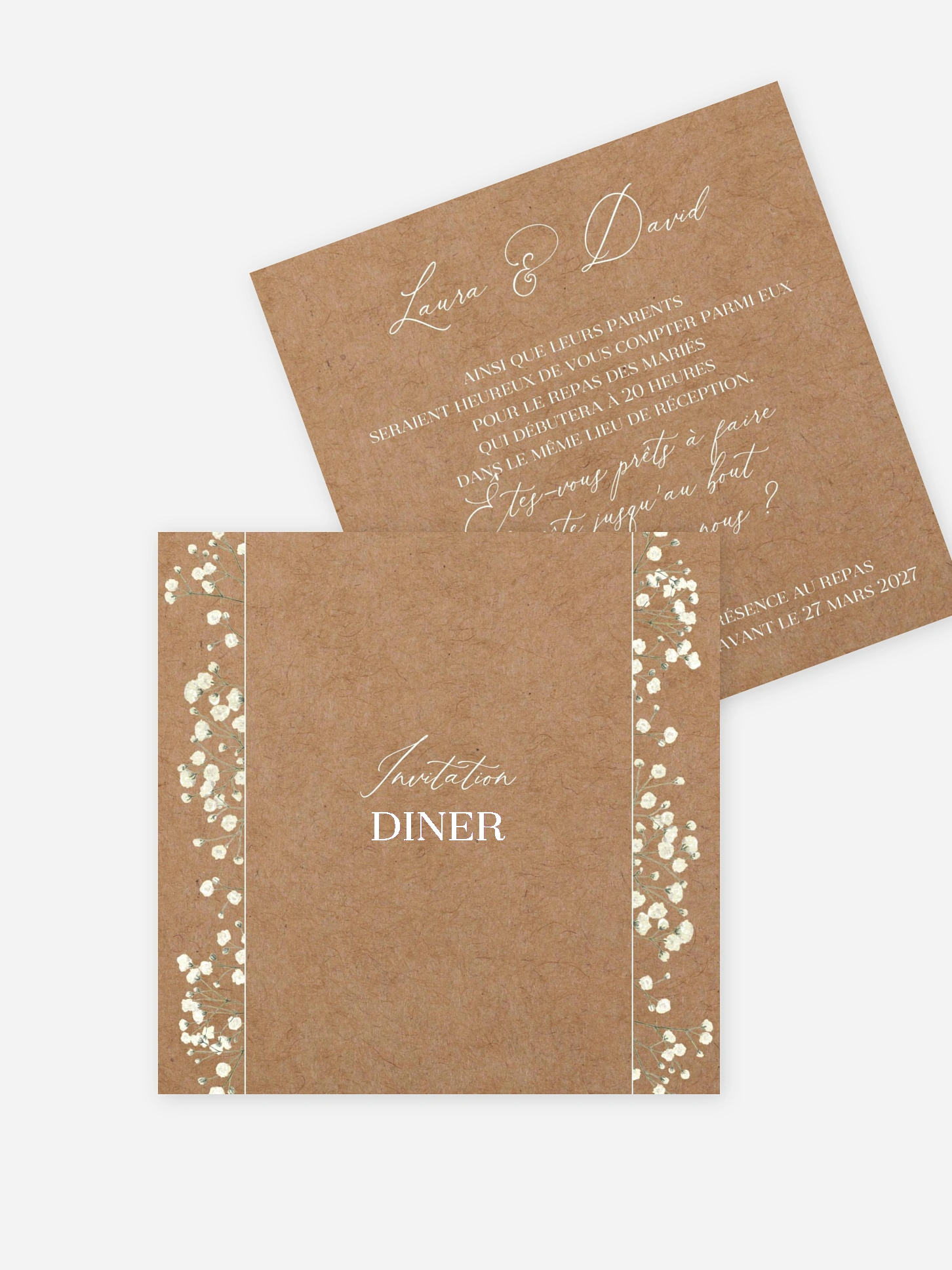 Carton d'invitation Couronne de gypsophile