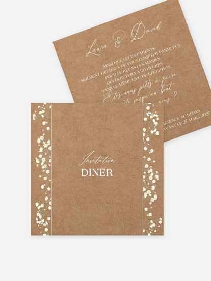 Carton d'invitation Couronne de gypsophile
