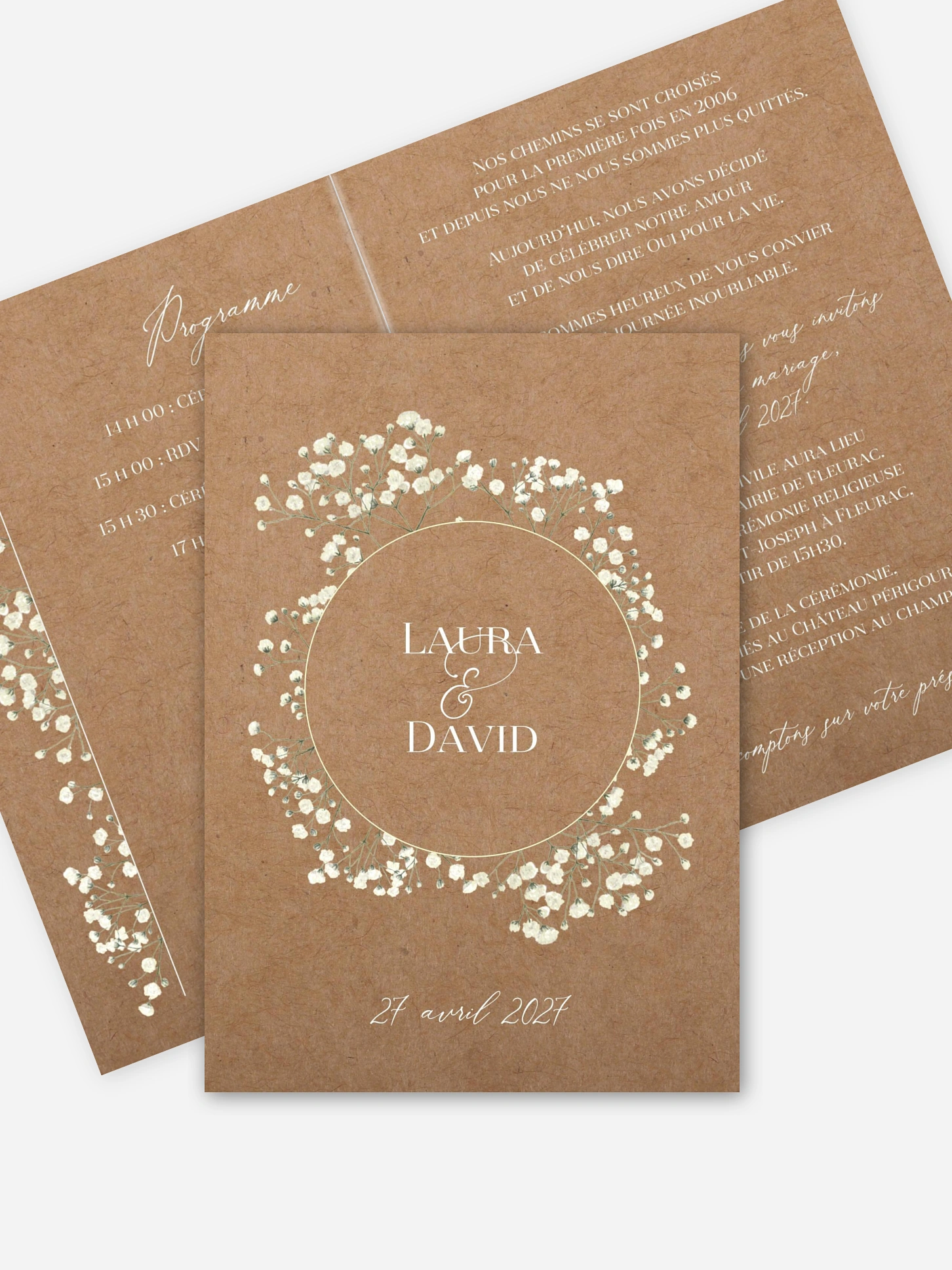 Faire-part de mariage Couronne de gypsophile
