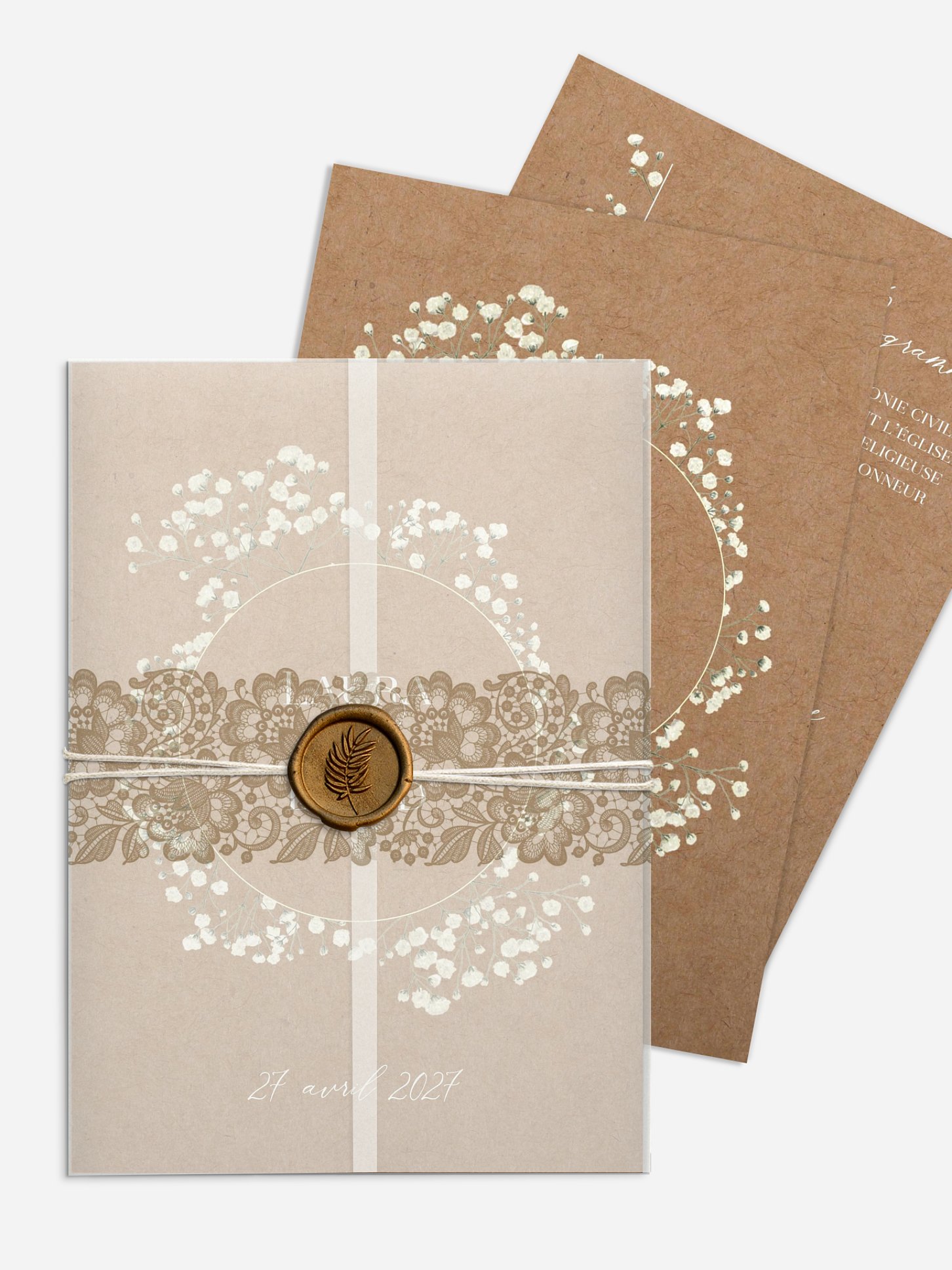 Faire-part de mariage Couronne de gypsophile