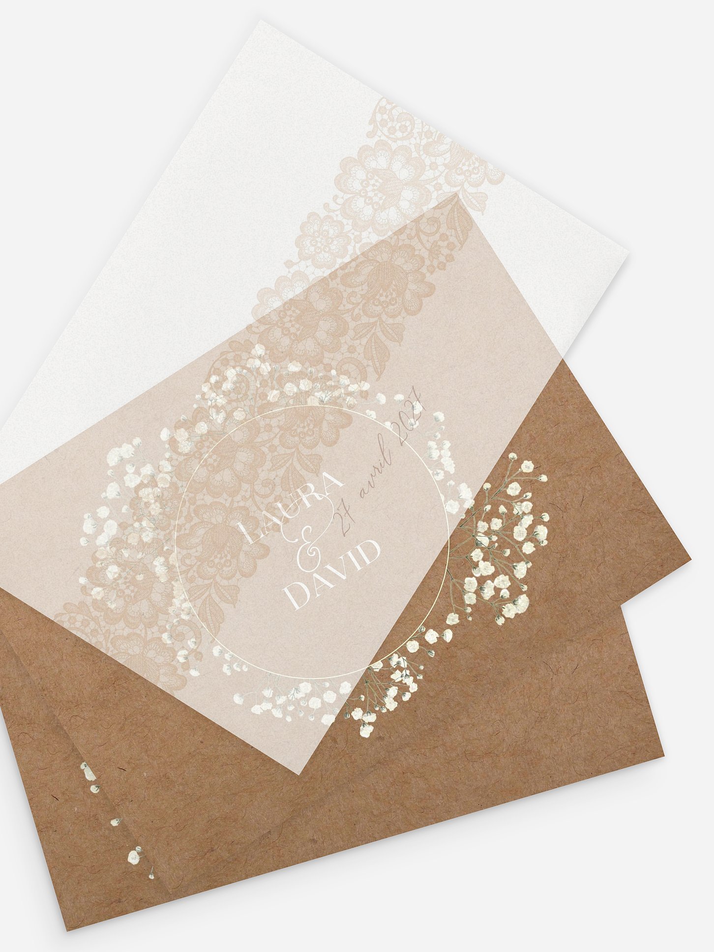 Faire-part de mariage Couronne de gypsophile