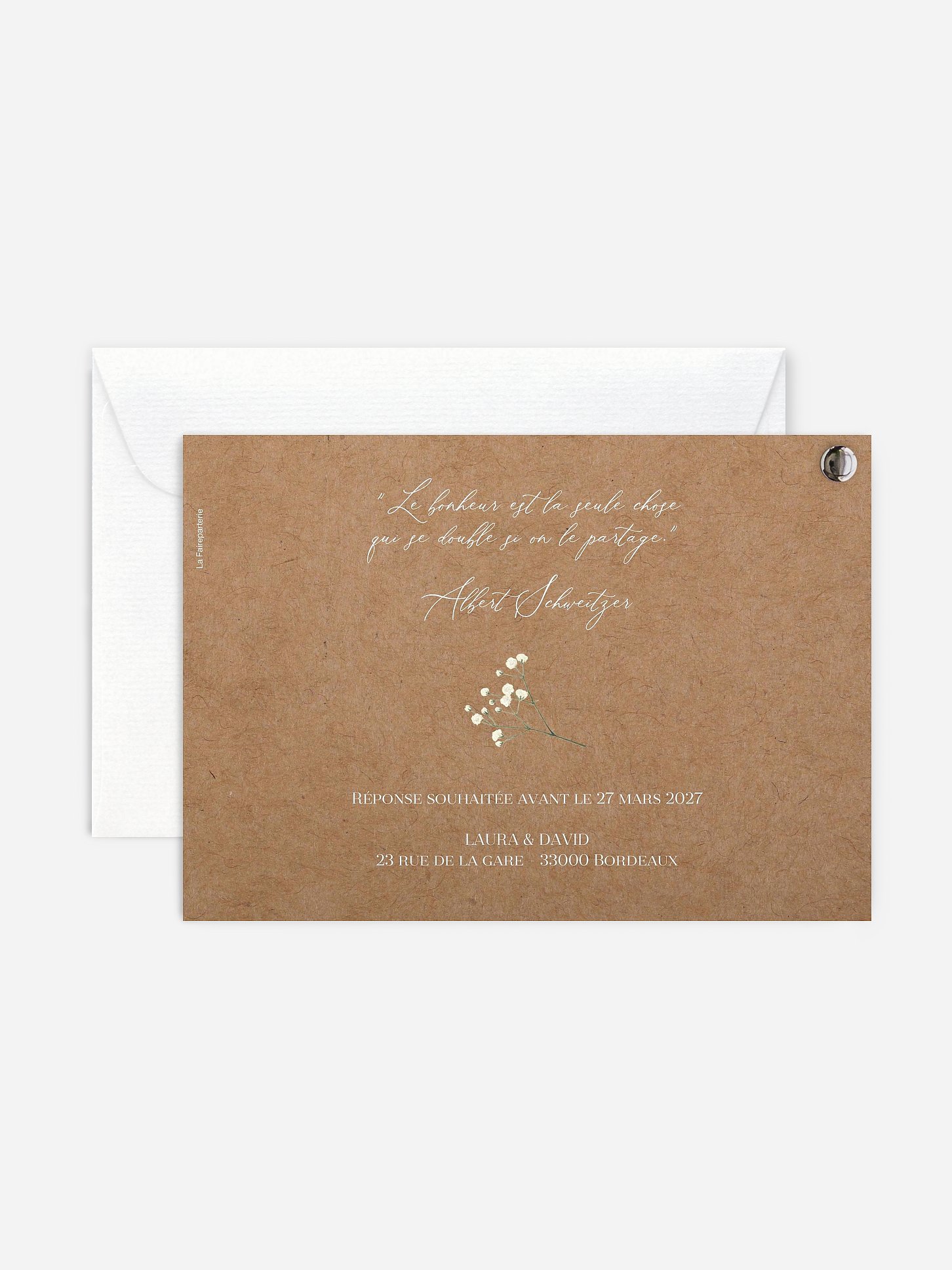 Faire-part de mariage Couronne de gypsophile