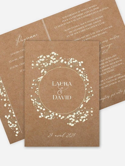 Faire-part de mariage Couronne de gypsophile