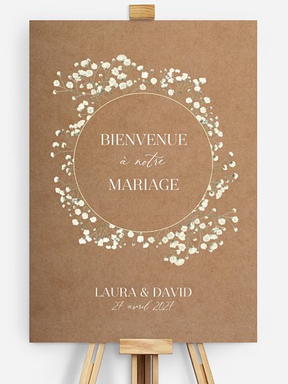 Poster bienvenue mariage Couronne de gypsophile