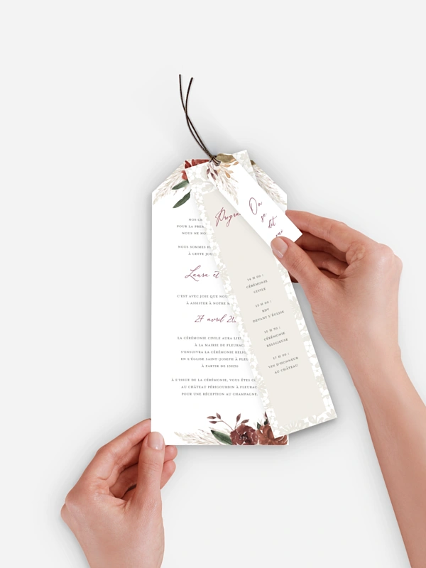 Faire-part de mariage Fleurs et dentelle