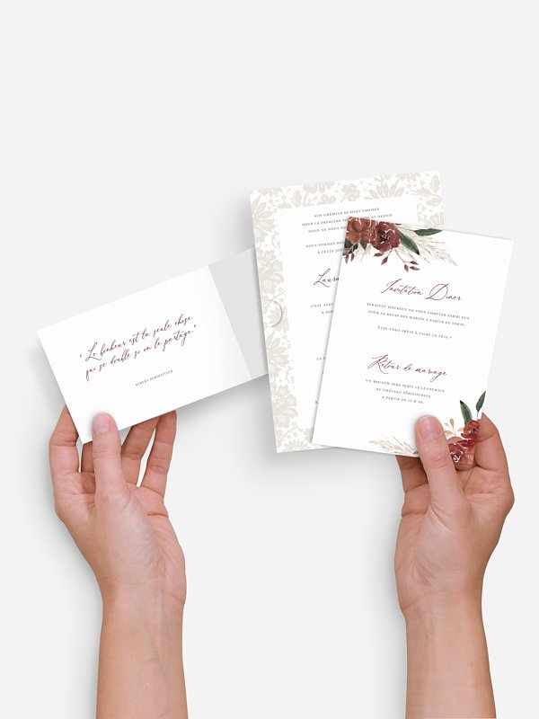 Faire-part de mariage Fleurs et dentelle