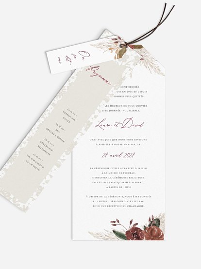 Faire-part de mariage Fleurs et dentelle