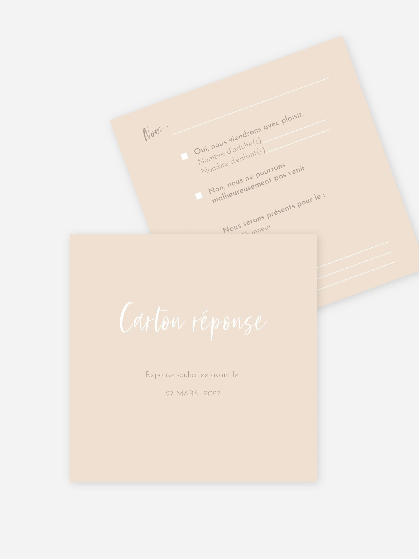 Carton réponse Rose & Pampas