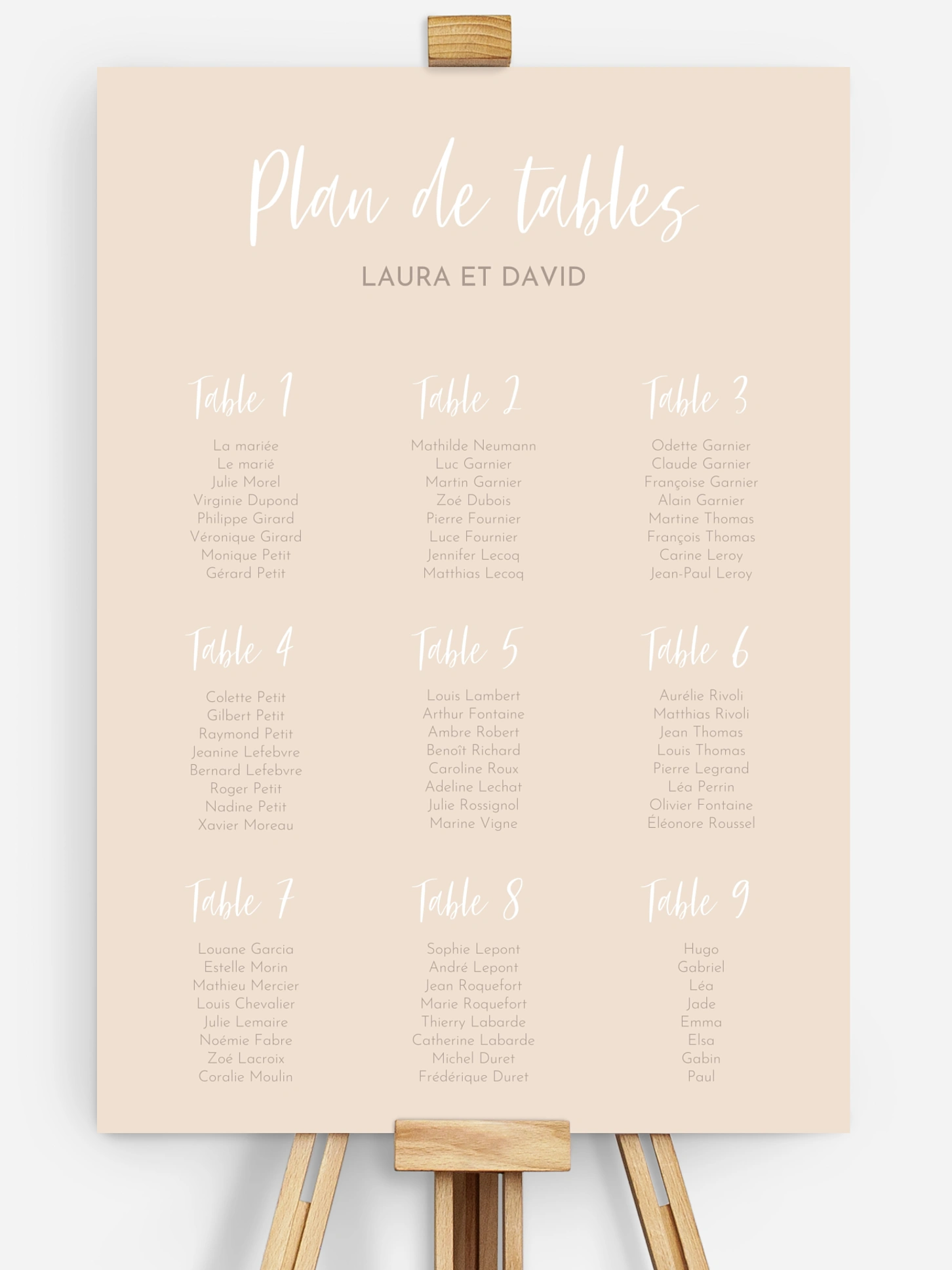 Poster plan de table mariage Rose & Pampas