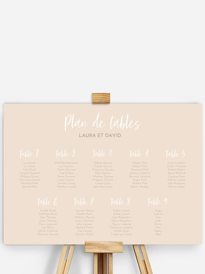 Poster plan de table mariage Rose & Pampas