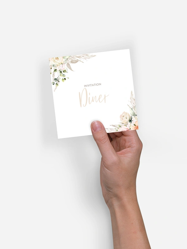Carton d'invitation Rose & Pampas