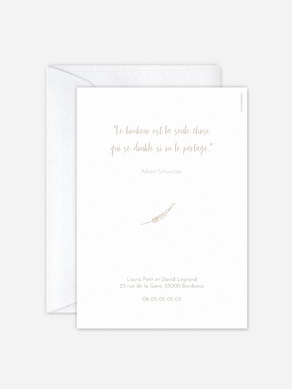 Faire-part de mariage Rose & Pampas