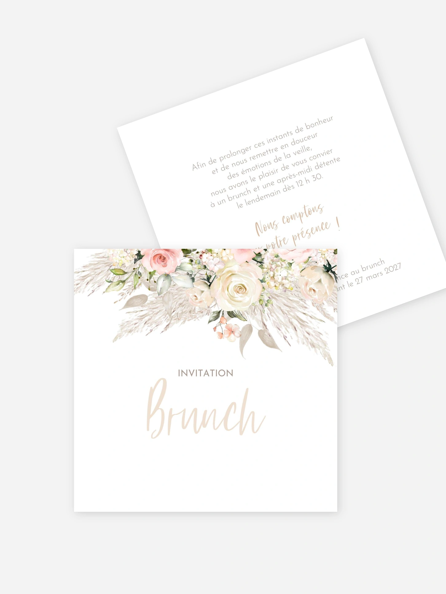 Carte brunch Rose & Pampas