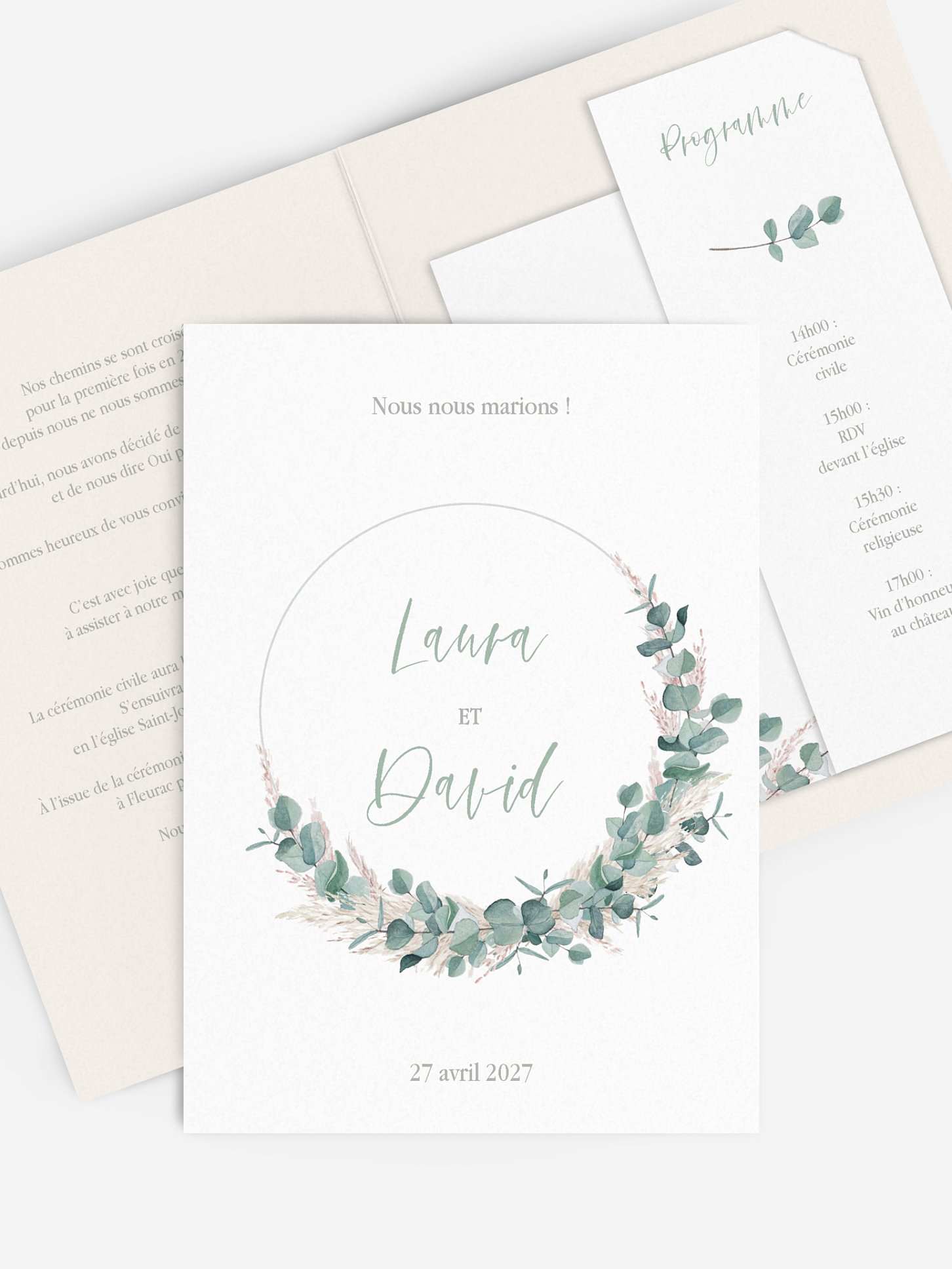 Faire-part de mariage Eucalyptus & Pampas