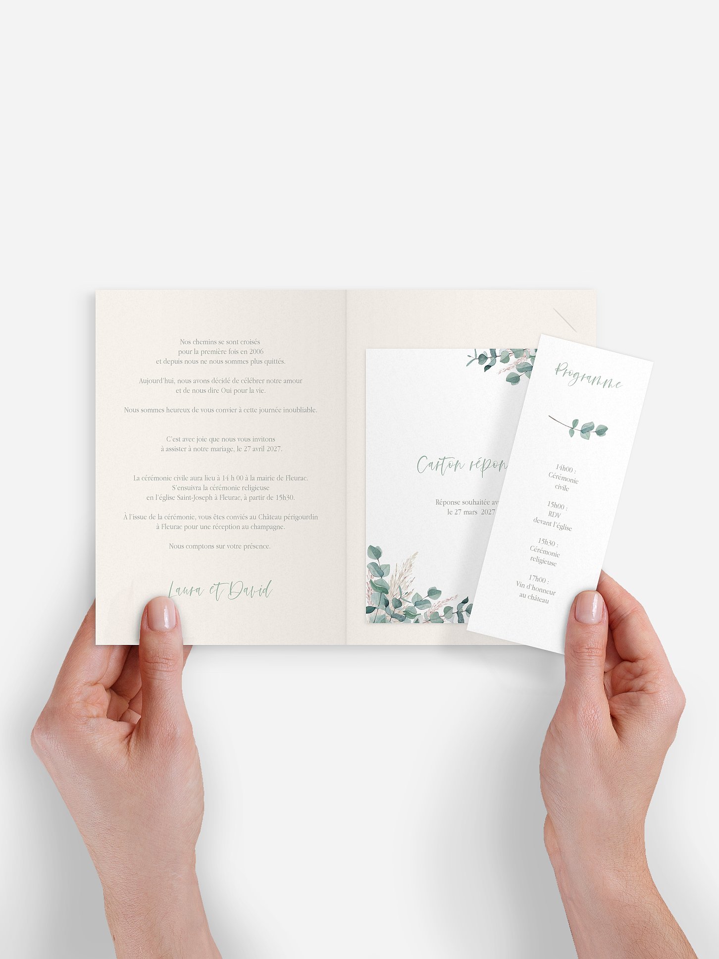 Faire-part de mariage Eucalyptus & Pampas