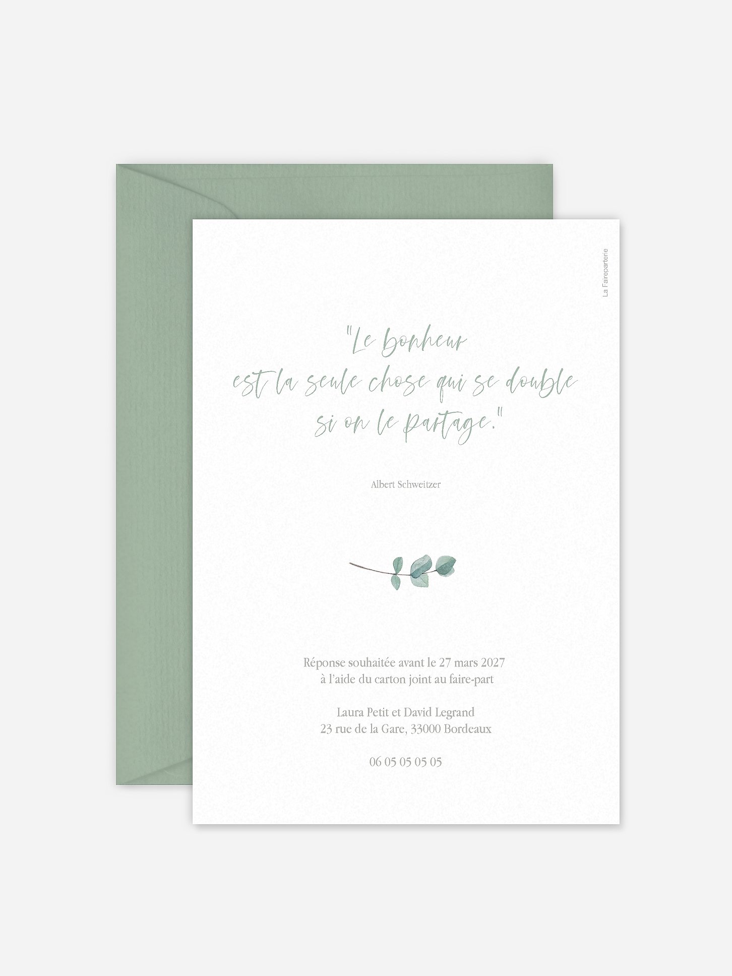 Faire-part de mariage Eucalyptus & Pampas