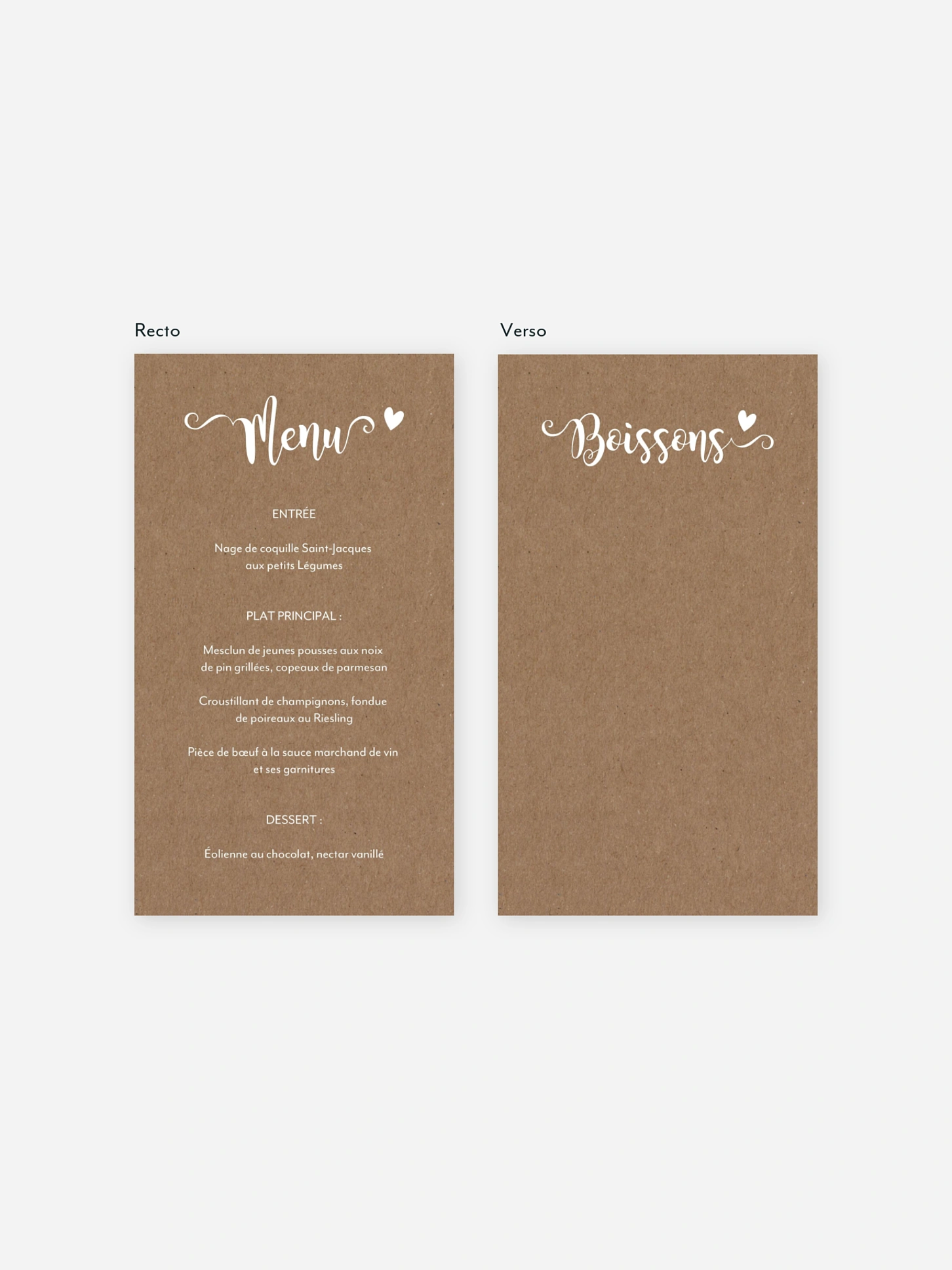 Menu mariage Family Love