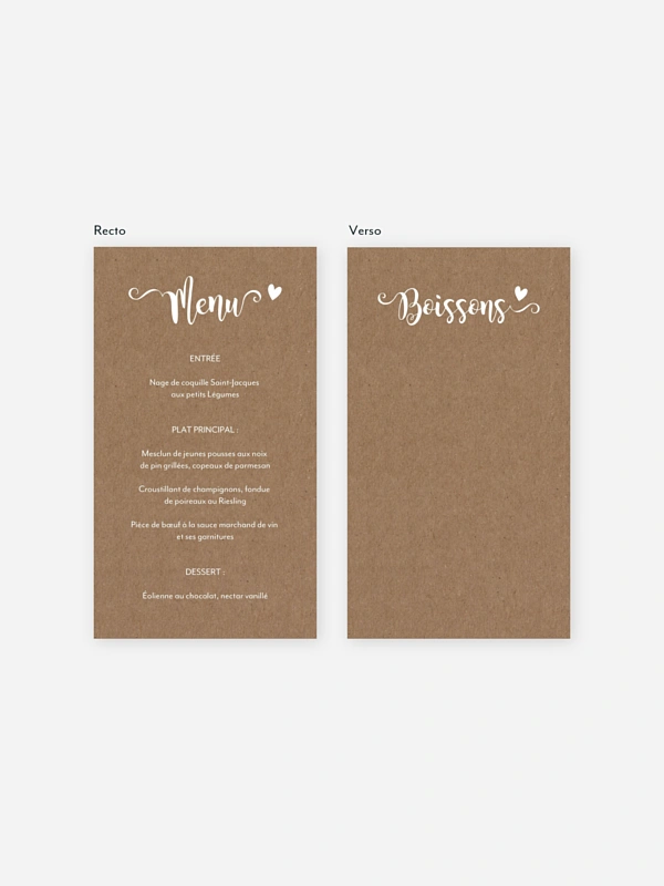 Menu mariage Family Love