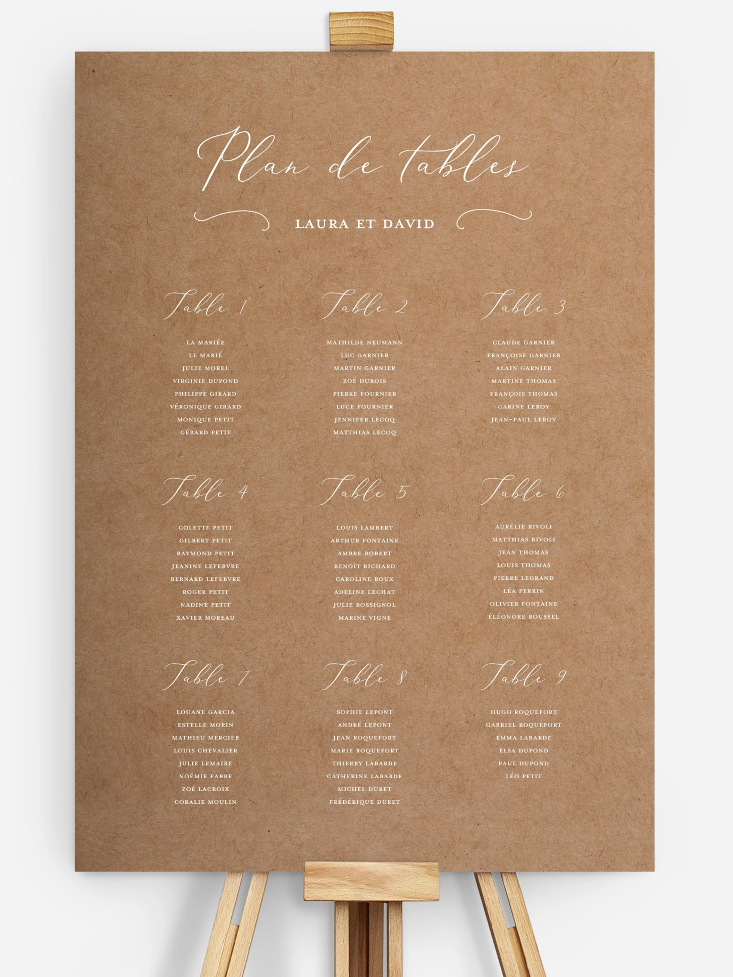 Poster plan de table mariage Romantic Family