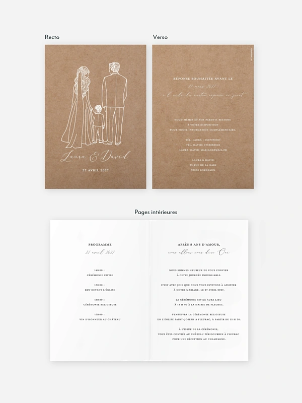 Faire-part de mariage Romantic Family