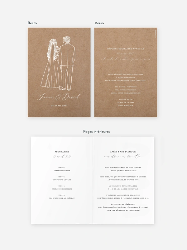 Faire-part de mariage Romantic Family