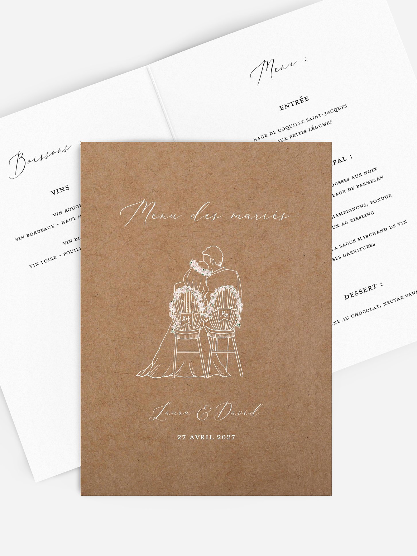 Menu mariage Romantic Love