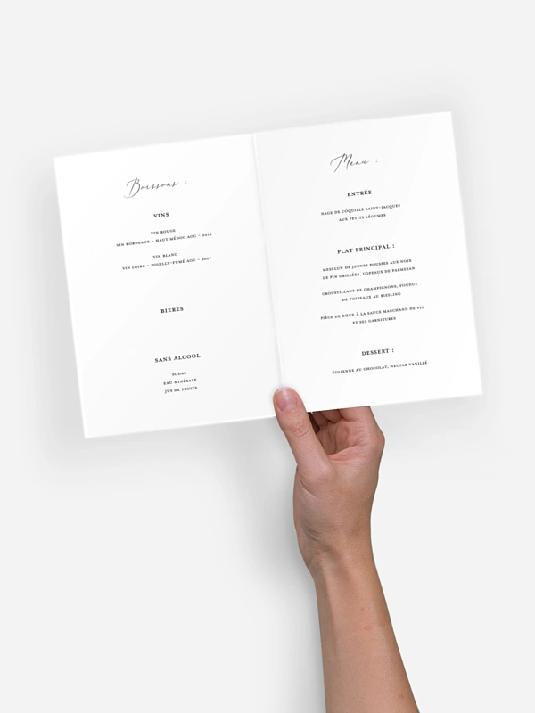 Menu mariage Romantic Love