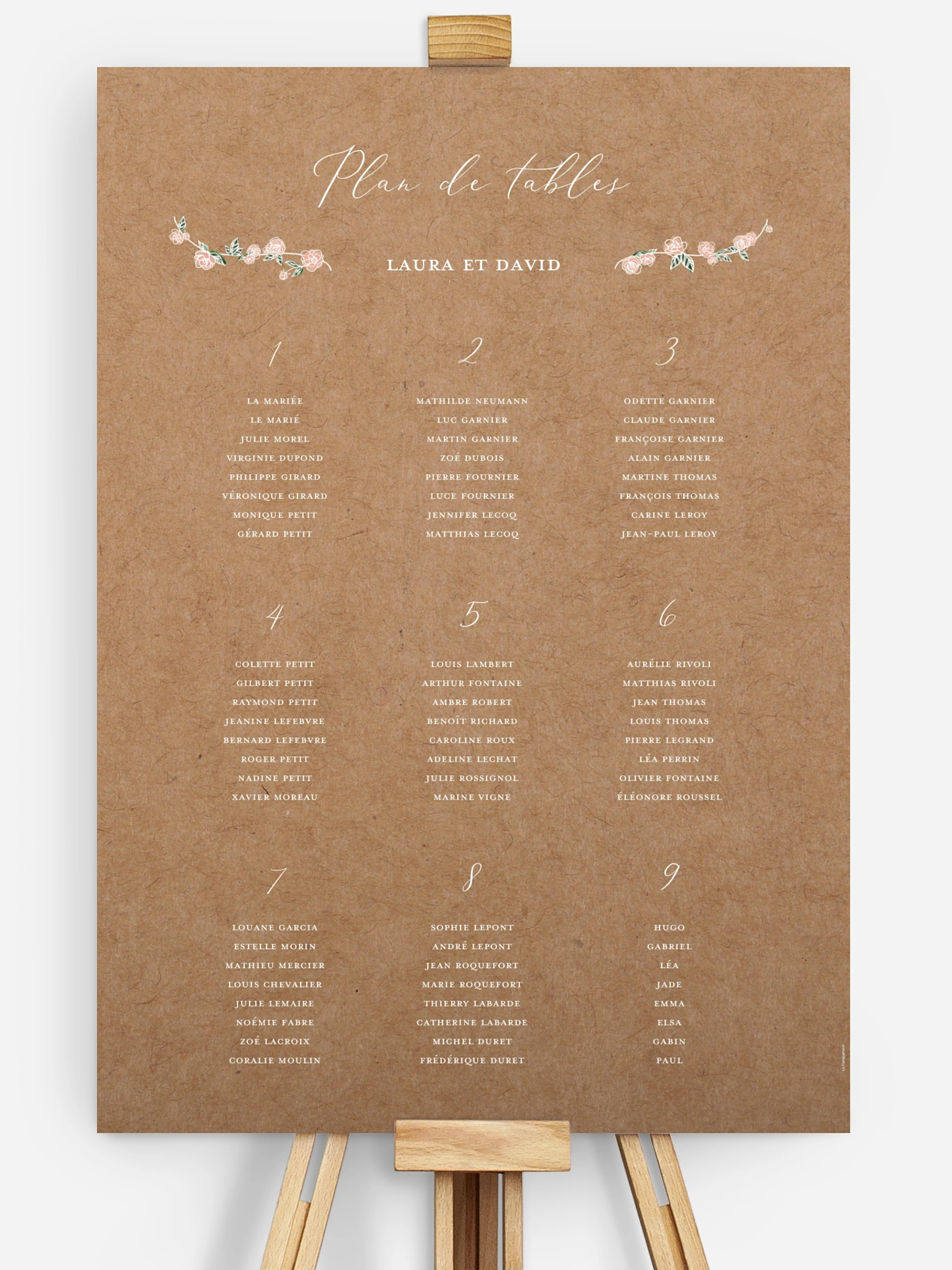 Poster plan de table mariage Romantic Love