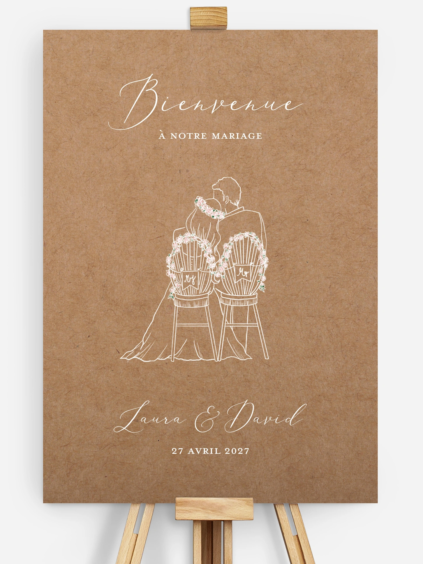 Poster bienvenue mariage Romantic Love