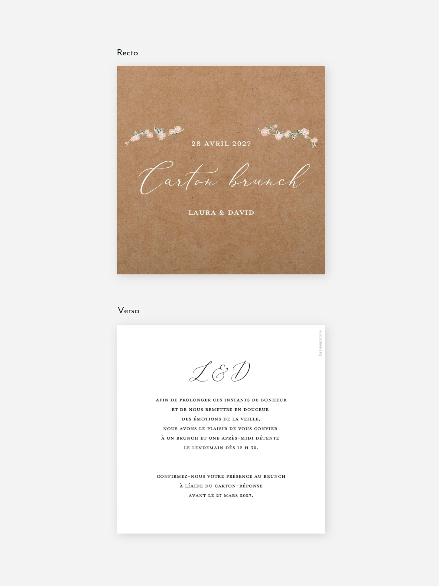 Carte brunch Romantic Love