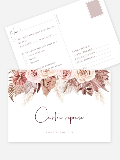 Carton réponse Fleurs bohèmes