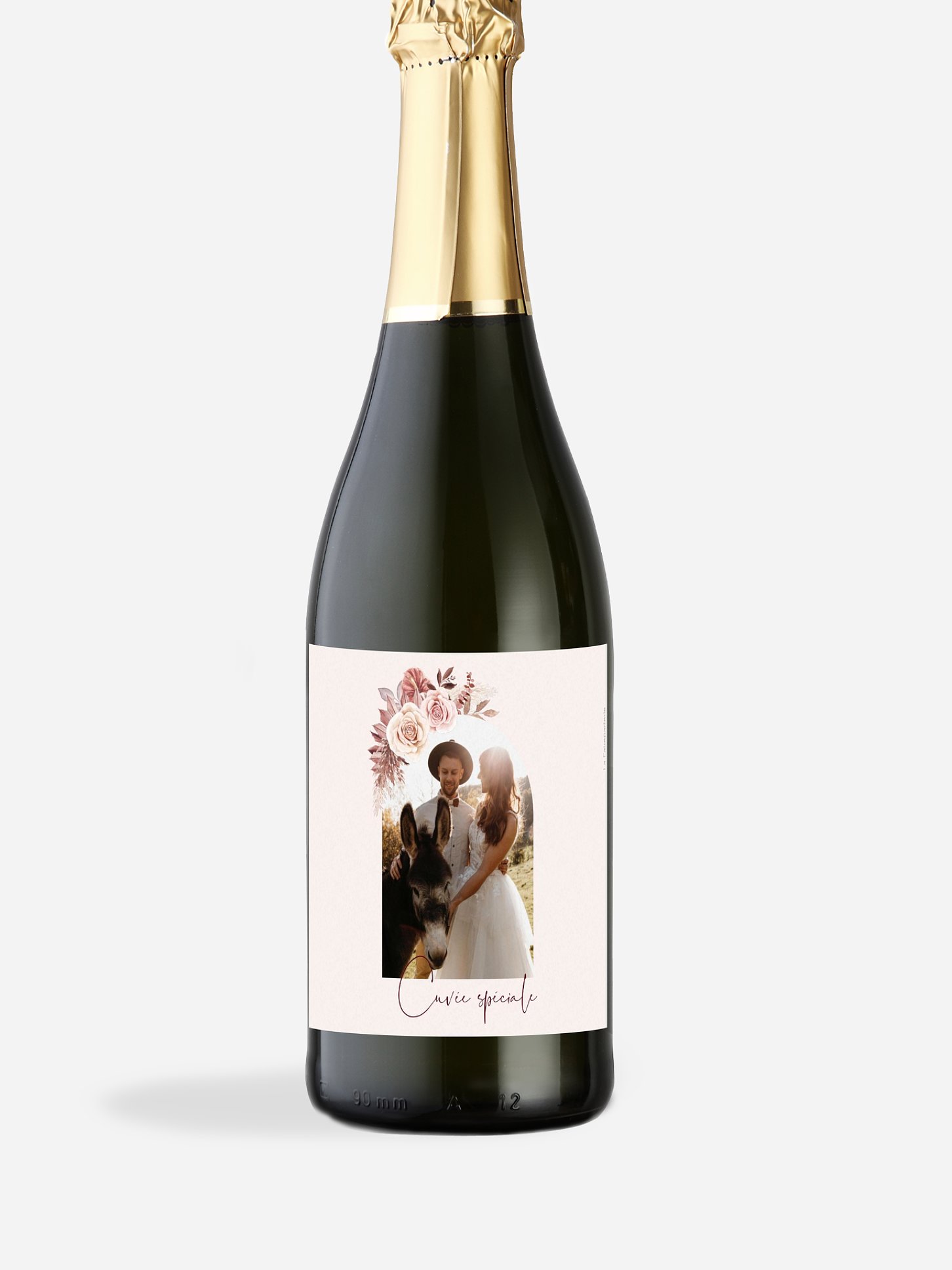 Étiquette bouteille Fleurs bohèmes