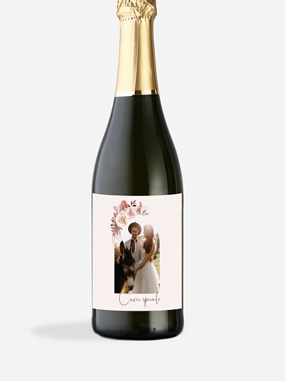 Étiquette bouteille Fleurs bohèmes