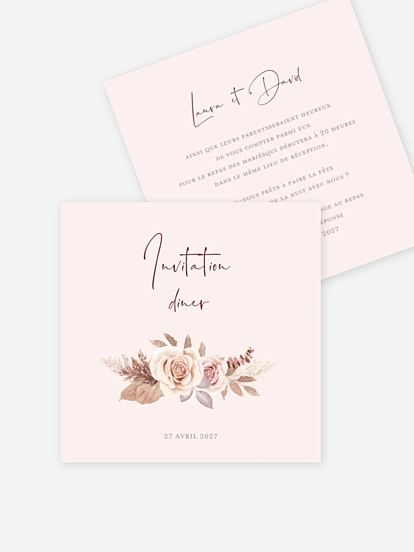 Carton d'invitation Fleurs bohèmes