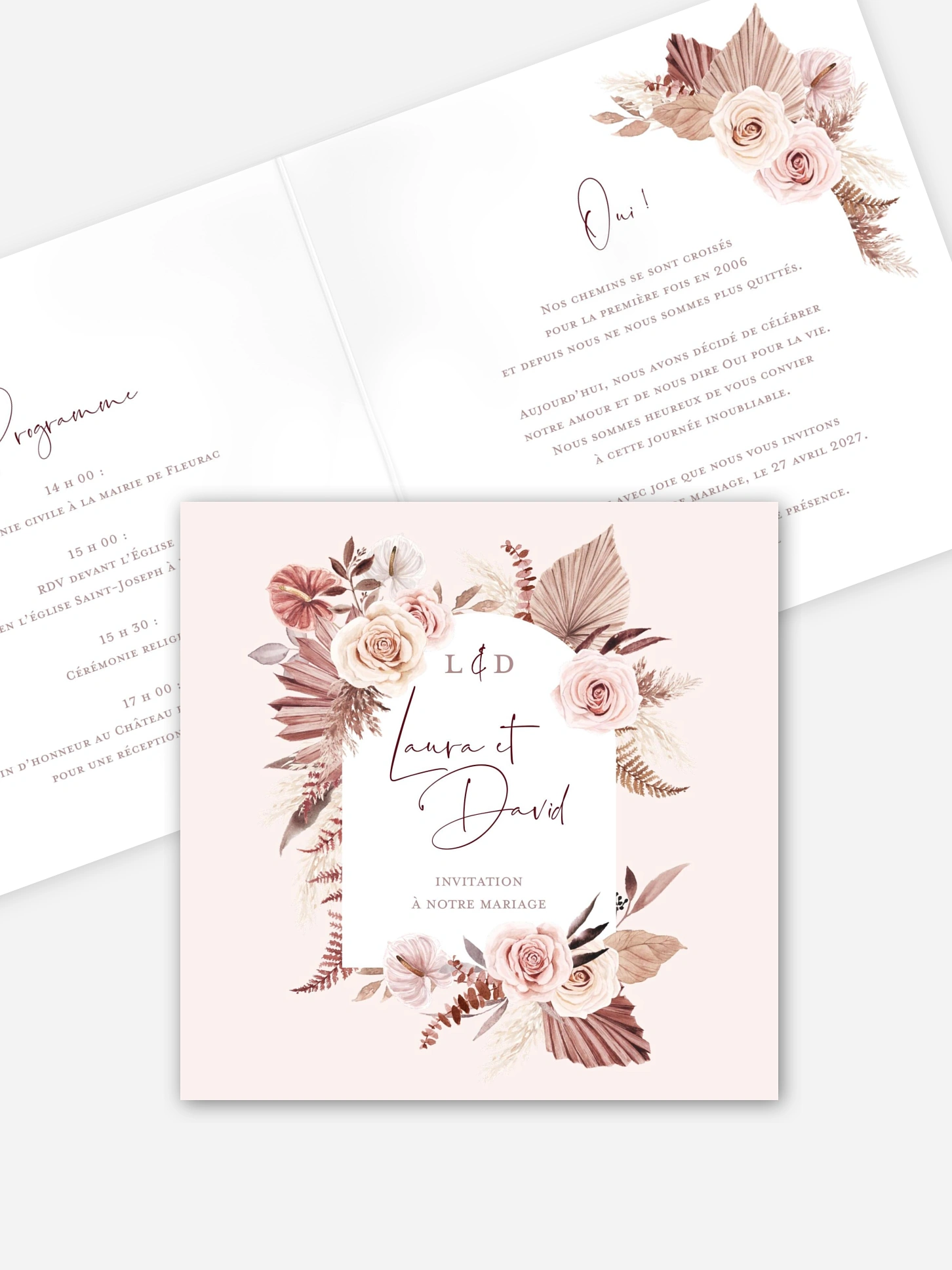 Faire-part de mariage Fleurs bohèmes