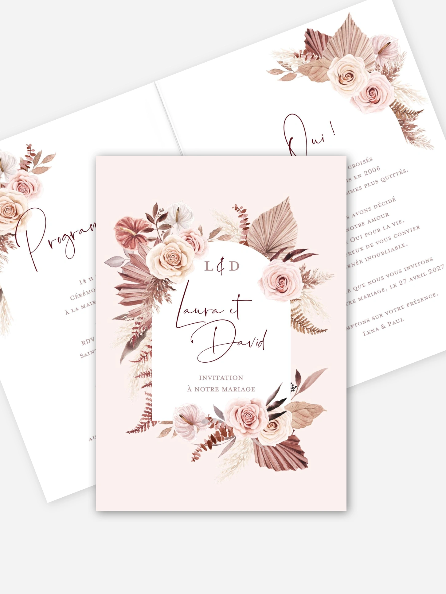Faire-part de mariage Fleurs bohèmes